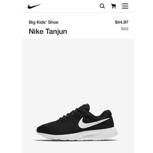 Nike Tanjun- Big Kids- gently used 4.5Y